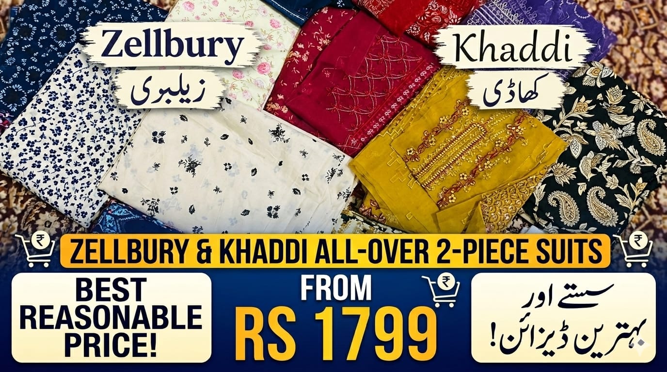 ZELLBURY AND KHAADI ALL OVER TWO PIECE WITH PATCHES